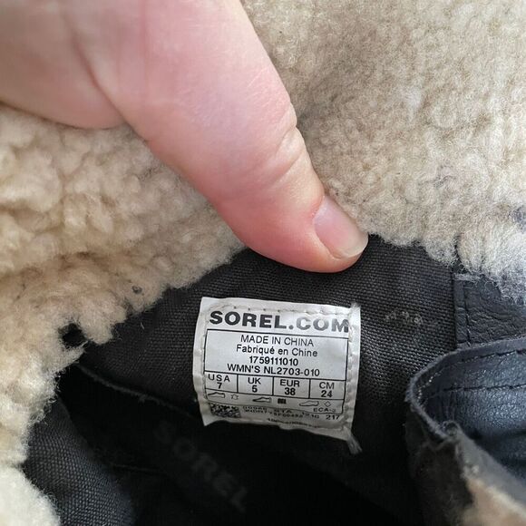 Sorel Joan of Arctic Wedge Leather Boots Fur Lined RARE - Picture 7 of 9